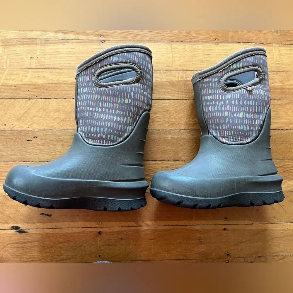 BOGS Neo-classic insulated rain snow boot mid 26 10 kids twinkle pink khaki blue